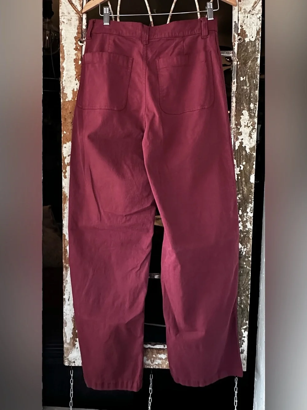 Madewell Emmett Wide-Leg Pants Burgundy Tencel Blend High Rise Size 28 - Picture 3 of 6